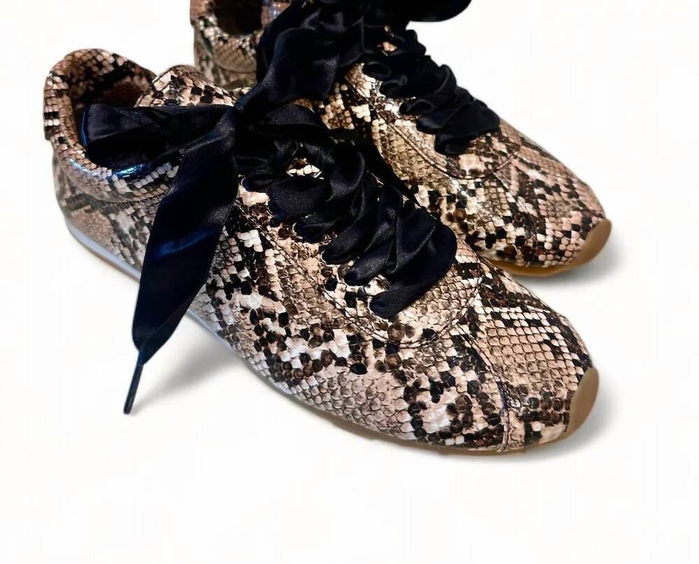 NEW JEFFREY CAMPBELL women's winged sneaker in beige/black snake